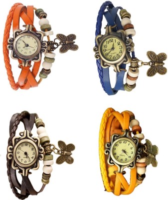 NS18 Vintage Butterfly Rakhi Combo of 4 Orange, Brown, Blue And Yellow Analog Watch  - For Women   Watches  (NS18)