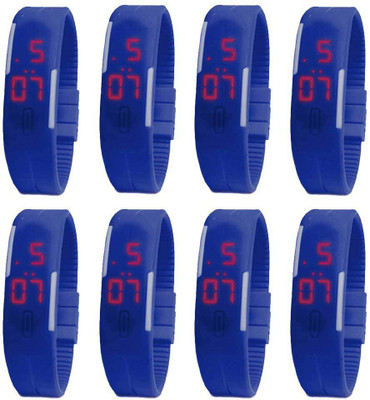 

Kissu Led Magnet Band Combo of 8 Blue Watch - For Men & Women