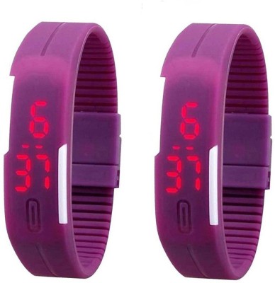 Fashion Gateway Purple Led Magnet Band (pack of 2) Purple Digital Watch  - For Boys & Girls   Watches  (Fashion Gateway)