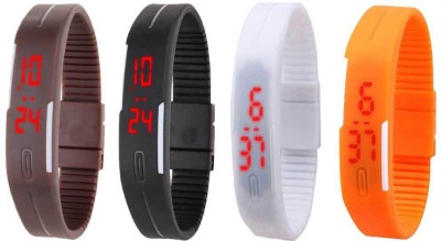 NS18 Silicone Led Magnet Band Combo of 4 Brown, Black, White And Orange Digital Watch  - For Boys & Girls   Watches  (NS18)