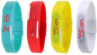 NS18 Silicone Led Magnet Band Combo of 4 Sky Blue, Red, Yellow And White Digital Watch  - For Boys & Girls   Watches  (NS18)
