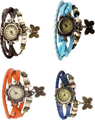 NS18 Vintage Butterfly Rakhi Combo of 4 Brown, Orange, Sky Blue And Blue Analog Watch  - For Women   Watches  (NS18)