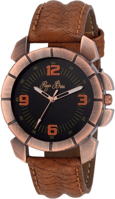 Pappi Boss Metal Case Brownish Leather Strap Analog Watch  - For Boys   Watches  (Pappi Boss)