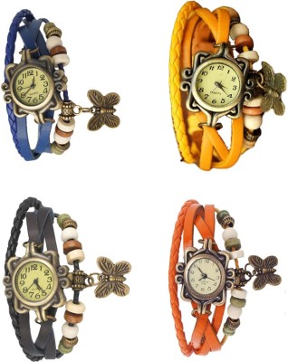NS18 Vintage Butterfly Rakhi Combo of 4 Blue, Black, Yellow And Orange Analog Watch  - For Women   Watches  (NS18)