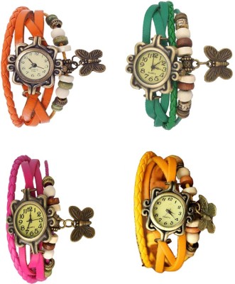 NS18 Vintage Butterfly Rakhi Combo of 4 Orange, Pink, Green And Yellow Analog Watch  - For Women   Watches  (NS18)