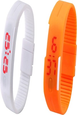 Y&D Combo of Led Band White + Orange Digital Watch  - For Couple   Watches  (Y&D)