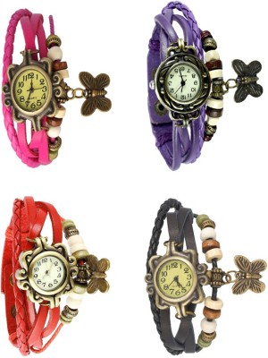 NS18 Vintage Butterfly Rakhi Combo of 4 Pink, Red, Purple And Black Analog Watch  - For Women   Watches  (NS18)