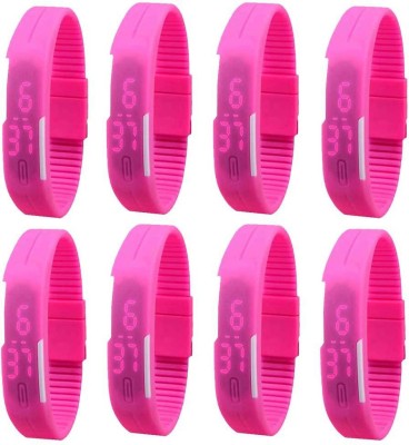 NS18 Silicone Led Magnet Band Combo of 8 Pink Digital Watch  - For Boys & Girls   Watches  (NS18)