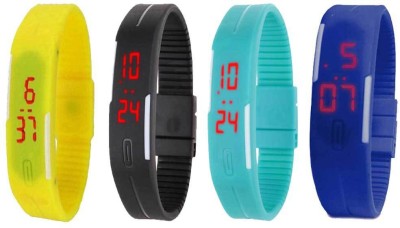 NS18 Silicone Led Magnet Band Combo of 4 Yellow, Black, Sky Blue And Blue Digital Watch  - For Boys & Girls   Watches  (NS18)