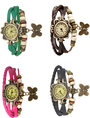 

Kissu Vintage Rakhi Combo of 4 Green, Pink, Brown And Black Watch - For Women