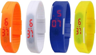 NS18 Silicone Led Magnet Band Combo of 4 Orange, White, Blue And Yellow Digital Watch  - For Boys & Girls   Watches  (NS18)
