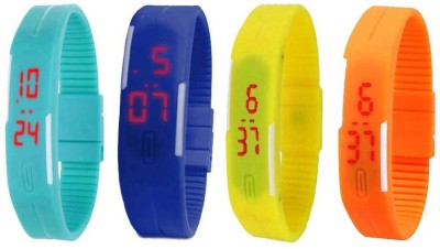NS18 Silicone Led Magnet Band Combo of 4 Sky Blue, Blue, Yellow And Orange Digital Watch  - For Boys & Girls   Watches  (NS18)