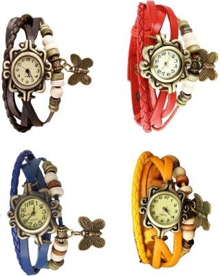 NS18 Vintage Butterfly Rakhi Combo of 4 Brown, Blue, Red And Yellow Analog Watch  - For Women   Watches  (NS18)