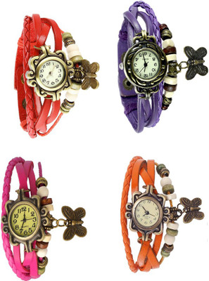 

Kissu Vintage Rakhi Combo of 4 Red, Pink, Purple And Orange Watch - For Women
