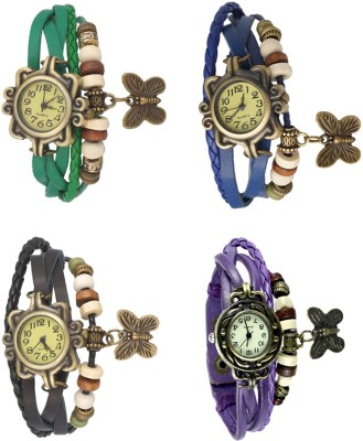 NS18 Vintage Butterfly Rakhi Combo of 4 Green, Black, Blue And Purple Analog Watch  - For Women   Watches  (NS18)