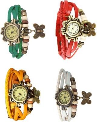 NS18 Vintage Butterfly Rakhi Combo of 4 Green, Yellow, Red And White Analog Watch  - For Women   Watches  (NS18)