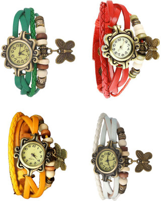 

Kissu Vintage Rakhi Combo of 4 Green, Yellow, Red And White Watch - For Women