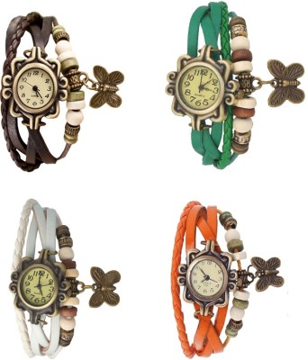 NS18 Vintage Butterfly Rakhi Combo of 4 Brown, White, Green And Orange Analog Watch  - For Women   Watches  (NS18)