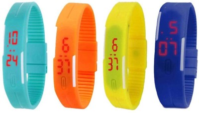 NS18 Silicone Led Magnet Band Combo of 4 Sky Blue, Orange, Yellow And Blue Digital Watch  - For Boys & Girls   Watches  (NS18)