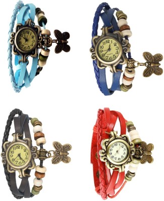NS18 Vintage Butterfly Rakhi Combo of 4 Sky Blue, Black, Blue And Red Analog Watch  - For Women   Watches  (NS18)