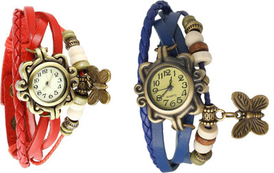 

Kissu Vintage Rakhi Watch Combo of 2 Red And Blue Watch - For Women