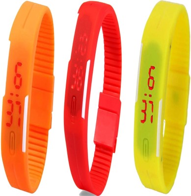 Twok Combo of Led Band Orange + Red + Yellow Digital Watch  - For Men & Women   Watches  (Twok)