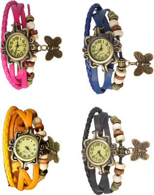 

Kissu Vintage Rakhi Combo of 4 Pink, Yellow, Blue And Black Watch - For Women