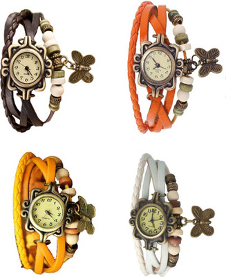 

Kissu Vintage Rakhi Combo of 4 Brown, Yellow, Orange And White Watch - For Women