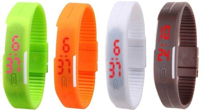 NS18 Silicone Led Magnet Band Combo of 4 Green, Orange, White And Brown Digital Watch  - For Boys & Girls   Watches  (NS18)