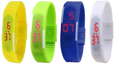NS18 Silicone Led Magnet Band Combo of 4 Yellow, Green, Blue And White Digital Watch  - For Boys & Girls   Watches  (NS18)