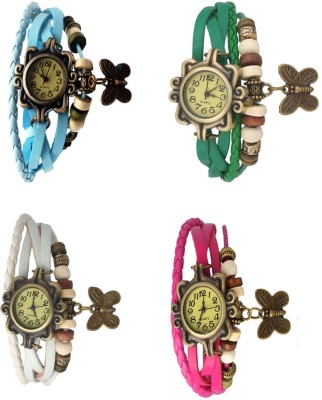 NS18 Vintage Butterfly Rakhi Combo of 4 Sky Blue, White, Green And Pink Analog Watch  - For Women   Watches  (NS18)