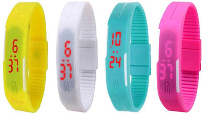 

Kissu Led Magnet Band Combo of 4 Yellow, White, Sky Blue And Pink Watch - For Men & Women