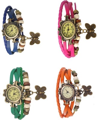 NS18 Vintage Butterfly Rakhi Combo of 4 Blue, Green, Pink And Orange Analog Watch  - For Women   Watches  (NS18)