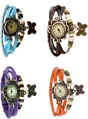 NS18 Vintage Butterfly Rakhi Combo of 4 Sky Blue, Purple, Brown And Orange Analog Watch  - For Women   Watches  (NS18)