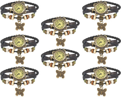 NS18 Vintage Butterfly Rakhi Combo of 8 Black Analog Watch  - For Women   Watches  (NS18)