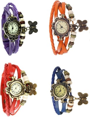 NS18 Vintage Butterfly Rakhi Combo of 4 Purple, Red, Orange And Blue Analog Watch  - For Women   Watches  (NS18)