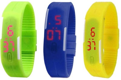 NS18 Silicone Led Magnet Band Combo of 3 Green, Blue And Yellow Digital Watch  - For Boys & Girls   Watches  (NS18)