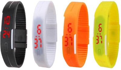 NS18 Silicone Led Magnet Band Combo of 4 Black, White, Orange And Yellow Digital Watch  - For Boys & Girls   Watches  (NS18)