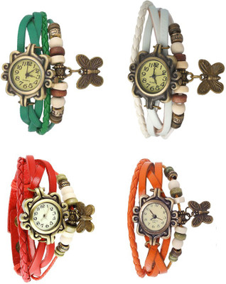 

NS18 Vintage Butterfly Rakhi Combo of 4 Green, Red, White And Orange Watch - For Women