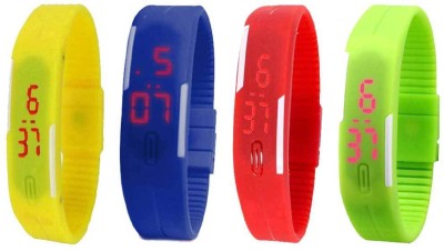 NS18 Silicone Led Magnet Band Combo of 4 Yellow, Blue, Red And Green Digital Watch  - For Boys & Girls   Watches  (NS18)