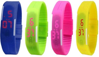 NS18 Silicone Led Magnet Band Combo of 4 Blue, Green, Pink And Yellow Digital Watch  - For Boys & Girls   Watches  (NS18)