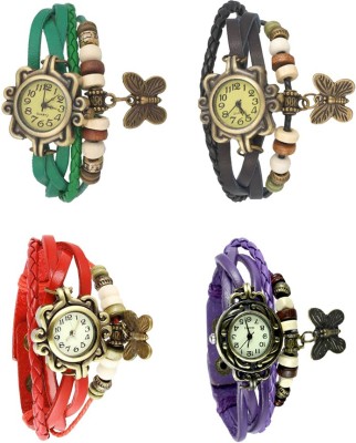 NS18 Vintage Butterfly Rakhi Combo of 4 Green, Red, Black And Purple Analog Watch  - For Women   Watches  (NS18)