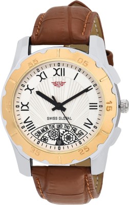 Swiss Global SG114 Golden Finish Analog Watch  - For Men   Watches  (Swiss Global)