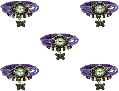 

Kissu Vintage Rakhi Combo of 5 Purple Watch - For Women