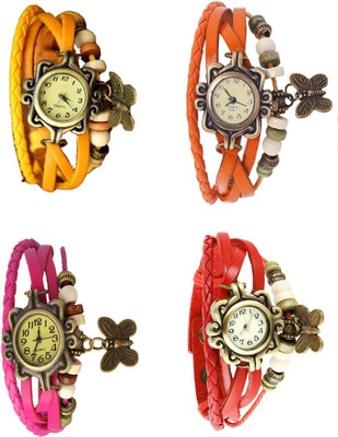 

Kissu Vintage Rakhi Combo of 4 Yellow, Pink, Orange And Red Watch - For Women