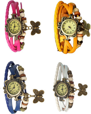 

NS18 Vintage Butterfly Rakhi Combo of 4 Pink, Blue, Yellow And White Watch - For Women