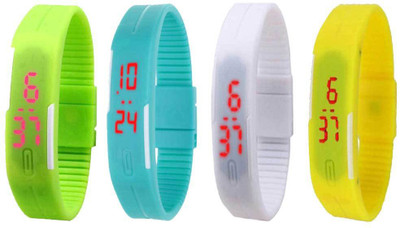 

Kissu Led Magnet Band Combo of 4 Green, Sky Blue, White And Yellow Watch - For Men & Women