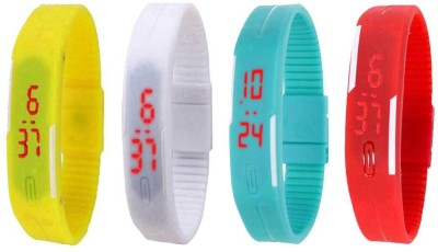 NS18 Silicone Led Magnet Band Watch Combo of 4 Yellow, White, Sky Blue And Red Digital Watch  - For Couple   Watches  (NS18)