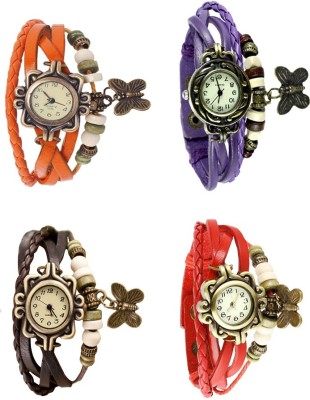 NS18 Vintage Butterfly Rakhi Combo of 4 Orange, Brown, Purple And Red Analog Watch  - For Women   Watches  (NS18)
