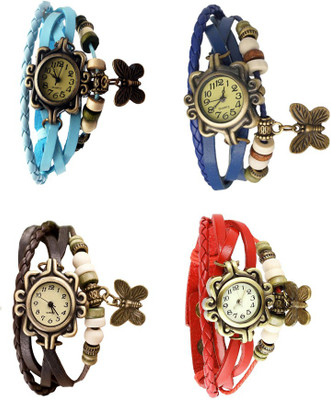 

Kissu Vintage Rakhi Combo of 4 Sky Blue, Brown, Blue And Red Watch - For Women